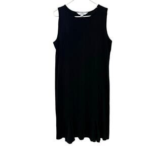 Ming Wang Black Sleeveless Acrylic Knit Midi Dress Godet Inserts Y2K Size XL